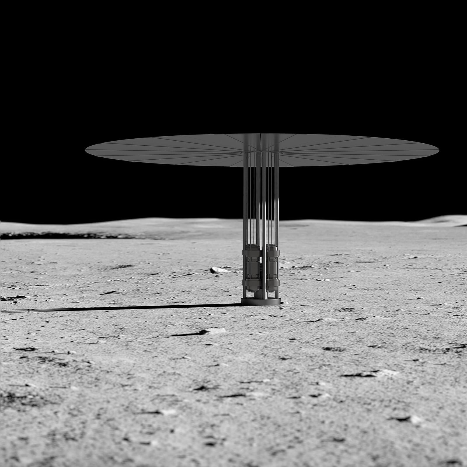 Artist’s concept of a compact fission surface power reactor deployed on the Moon