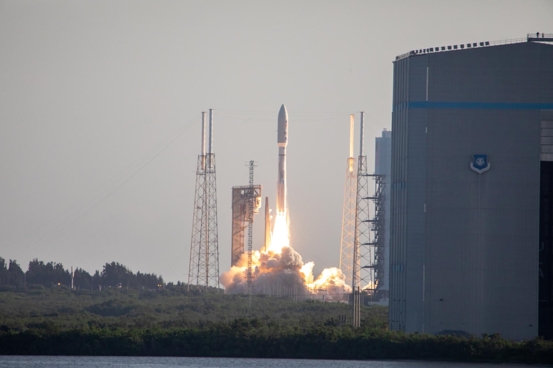An Atlas V rocket lifts off carrying NASA’s Perseverance rover toward Mars